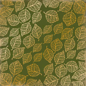 Лист одностороннього паперу з фольгуванням, Golden delicate leaves, Botany summer 1, 30,5х30,5 см, Фабрика Декору