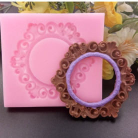 Силиконовый молд Круглая рамка, 59х54 мм