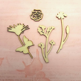 Набір дерев'яних прикрас Разнотравье, 4 шт, 25-81 мм