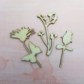 Набор деревянных украшений Травы, 3 шт, 5-8 см