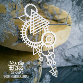 Чипборд бордюр с шестеренкой и полосатым треугольниками Ht-099 50х120 мм, Scrapbox