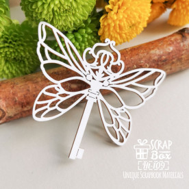 Чипборд ключ с крылышками бабочки Ht-109 80х69 мм, Scrapbox