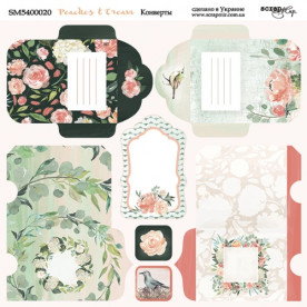 Лист двусторонней бумаги 20х20см Конверты Peaches & Cream Scrapmir