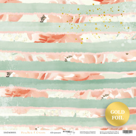 Аркуш одностороннього паперу з золотим тисненням 30x30 Scrapmir Абстракція Peaches & Cream