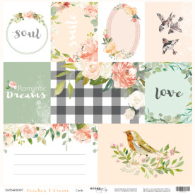 Лист односторонней бумаги для вырезания 30x30 Scrapmir Cards Peaches & Cream