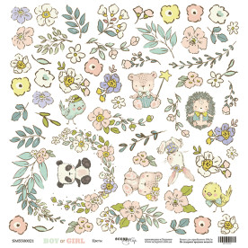 Лист односторонней бумаги для вырезания 30x30 Scrapmir Цветы Boy or Girl