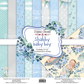 Набір скраппаперу Shabby baby boy redesign 30,5x30,5см, Фабрика Декору