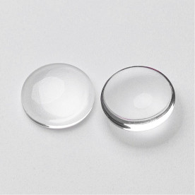 Напівкруглий прозорий кабошон, скло, 14 мм, товщина ок. 4 мм, 1 шт