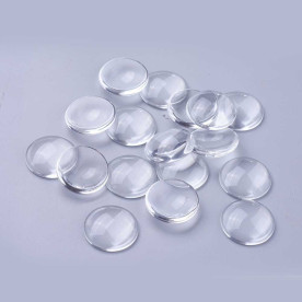 Полукруглый прозрачный кабошон, стекло, 20 мм, толщина ок. 5.5 мм, 1 шт