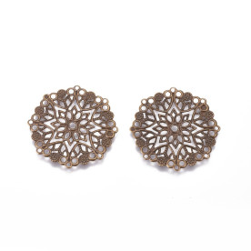 Декор-филигрань, Круглый цветок, цвет античная бронза, 36 мм