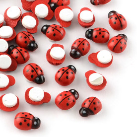 Деревянное украшение Божья коровка, 11x8x4 мм, 1 шт