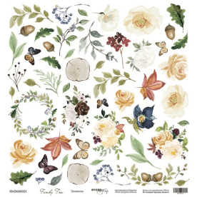 Лист одностороннього паперу для вирізання 30x30 Scrapmir Елементи Family Tree