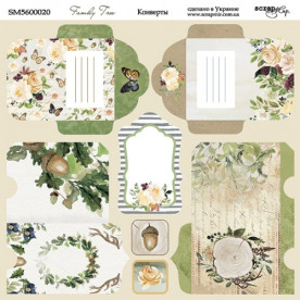 Лист двусторонней бумаги 20х20см Конверты Family Tree Scrapmir