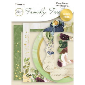 Рамки для фотографий с золотым фольгированием, Family Tree, 25 шт, Scrapmir