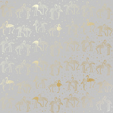 Лист бумаги с фольгированием Golden Flamingo Gray, Фабрика Декору