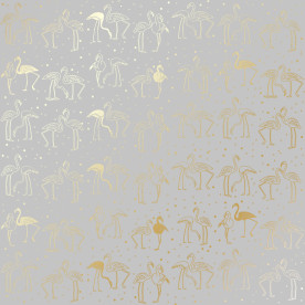 Лист бумаги с фольгированием Golden Flamingo Gray, Фабрика Декору
