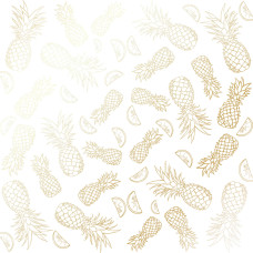 Лист бумаги с фольгированием Golden Pineapple White, Фабрика Декору