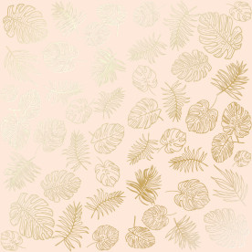 Лист бумаги с фольгированием Golden Tropical Leaves Beige, Фабрика Декору