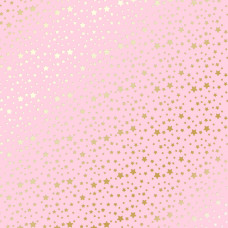 Аркуш паперу з фольгуванням Golden stars Pink, Фабрика Декору