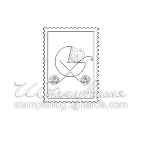 Акриловий штамп Дитяча марка-дитина в колясці розміром 2,8х3,8 см