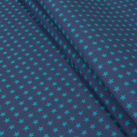 ЭкоКоттон Звездочки сине-бирюзовый, хлопок, плотность 120, 50х70 см