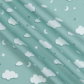 Хлопок Тучки мятные, 50х55 см, плотность 120