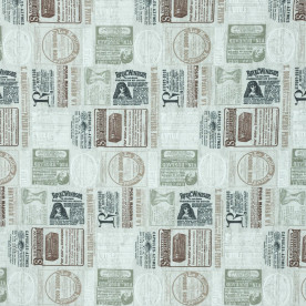 Ткань Газета серый, хлопок 70%, плотность 160, 50х70 см