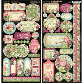 Набір наклейок Bloom, 15х30 см, 2 листи, Graphic45
