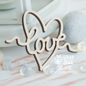Надпись Love в сердечке Wfi-003, Scrapbox