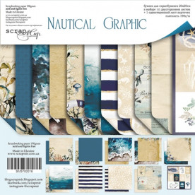 Набор двусторонней бумаги 20х20см Nautical Graphic 11шт Scrapmir