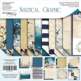 Набор двусторонней бумаги 30х30см Nautical Graphic 11шт Scrapmir