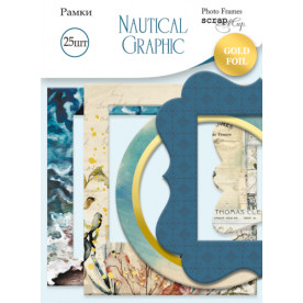 Рамки для фотографий с золотым фольгированием 25 шт Nautical Graphic Scrapmir