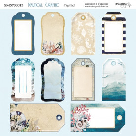 Лист двусторонней бумаги 20х20см Tag-Pad Nautical Graphic Scrapmir