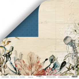 Лист двусторонней бумаги 30x30 Кораллы Nautical Graphic Scrapmir
