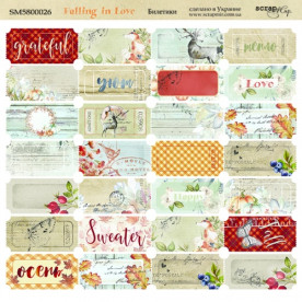 Аркуш двостороннього паперу 20х20см Білетики Scrapmir Falling in Love Scrapmir