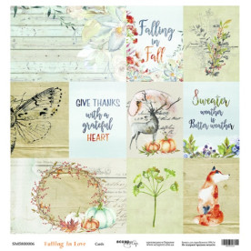 Лист односторонней бумаги 30x30 Cards Falling in Love Scrapmir