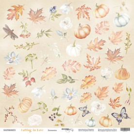 Лист односторонней бумаги 30x30 Элементы Falling in Love Scrapmir