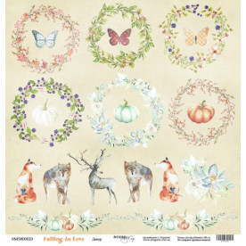 Лист одностороннього паперу 30x30 Декор Falling in Love Scrapmir