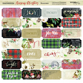 Лист двусторонней бумаги 20х20см Билетики Scrapmir Merry Christmas Scrapmir