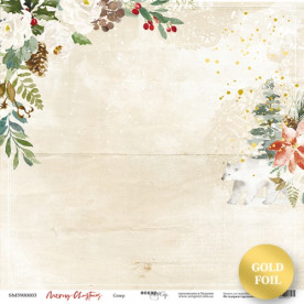 Аркуш паперу з золотим тисненням 30x30 Північ Merry Christmas Scrapmir