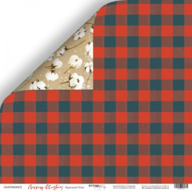 Лист двусторонней бумаги, Красный Плед, Merry Christmas, 30x30 см, Scrapmir