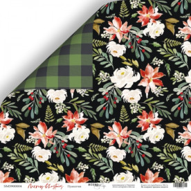 Аркуш двостороннього паперу 30x30 Пуансетія Merry Christmas Scrapmir