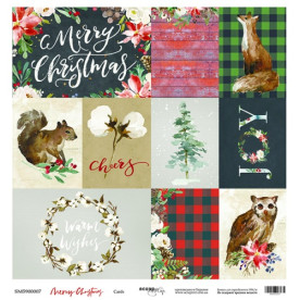 Лист односторонней бумаги 30x30 Cards Merry Christmas Scrapmir