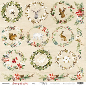 Лист одностороннього паперу 30x30 Декор Merry Christmas Scrapmir