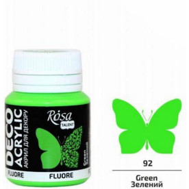 Фарба акрилова, Зелена, флуоресцентна, 20 мл, Rosa Talent
