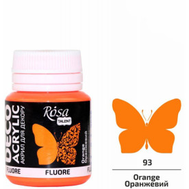 Краска акриловая, Оранжевая, флуоресцентная, 20 мл, Rosa Talent