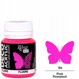 Фарба акрилова, Рожева, флуоресцентна, 20 мл, Rosa Talent