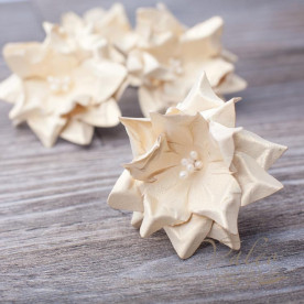 Декоративні паперові квіти Гарденія бутон 35мм 1шт колір шампань 2904 Valeo