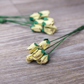 Декоративні паперові квіти Бутони троянд 13мм 5шт колір фісташковий 2898 Valeo