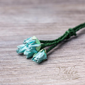 Декоративні паперові квіти Бутони троянд 13мм 5шт колір м'ятний 2827 Valeo